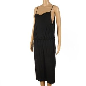 Alexander Wang Indie Leather Spaghetti Strap Cut Out Side Black Minimalist Dress
